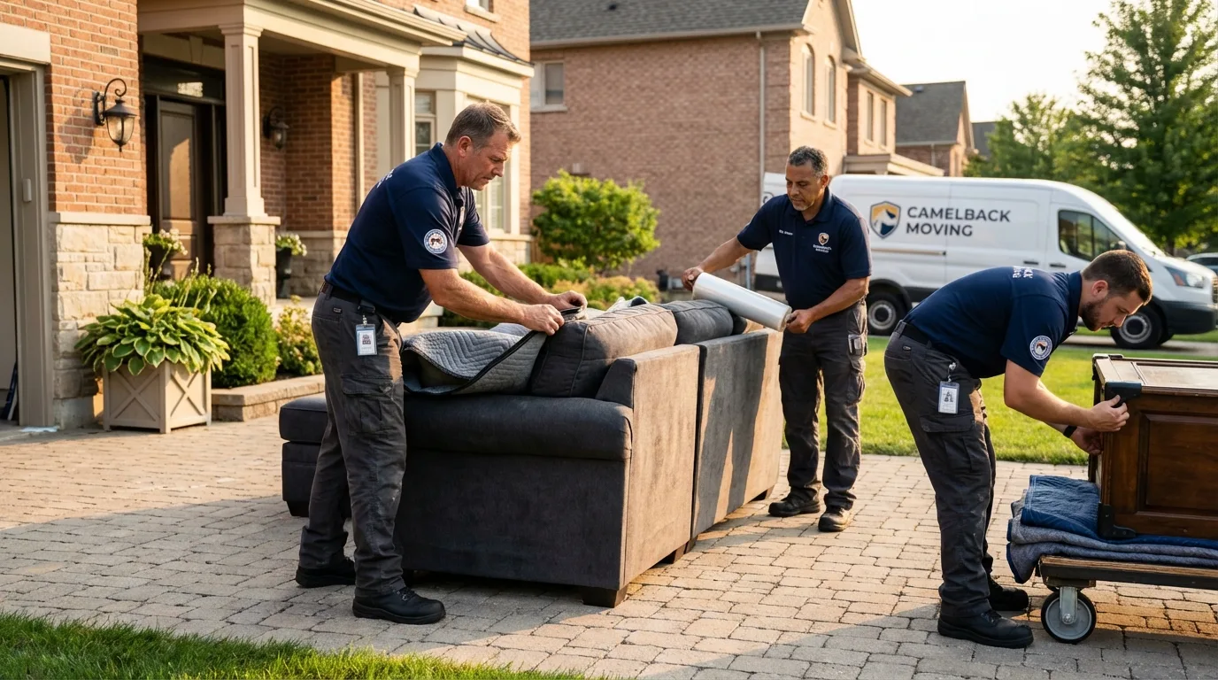 Large estate moving crew wrapping furniture in Rockford, MN