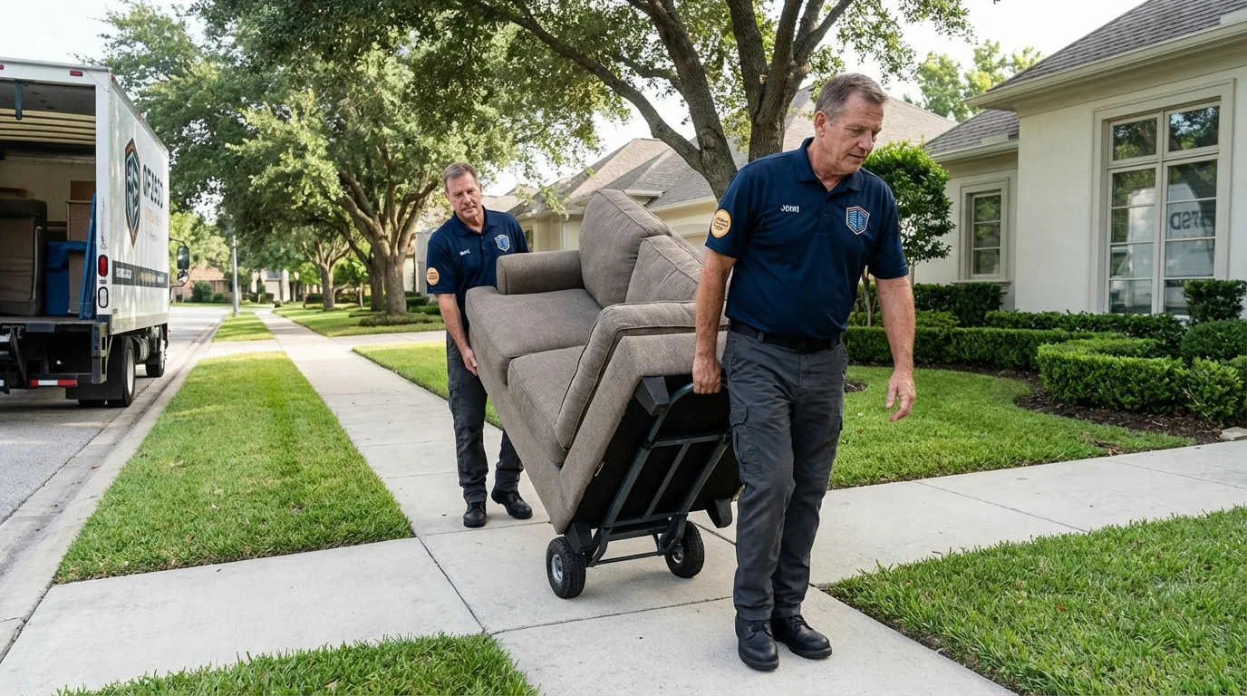 Local residential moving crew loading furniture in Rockford, MN